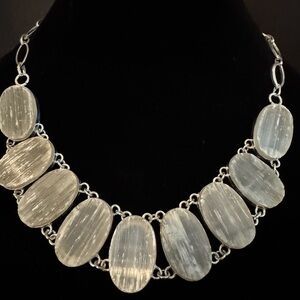 Elegant sterling‎ Silver and selenite Necklace
